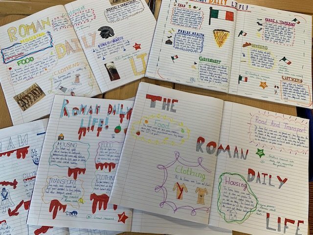 Year 5 Roman double-page spreads, Copthill School