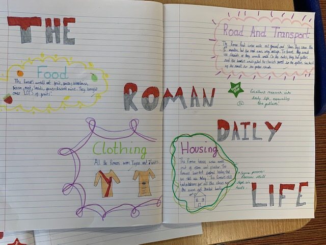 Year 5 Roman double-page spreads, Copthill School