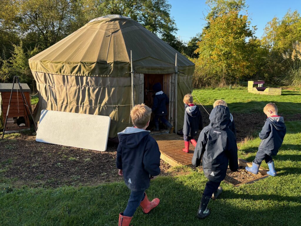 Water colour creativity in the yurt&#8230;, Copthill School