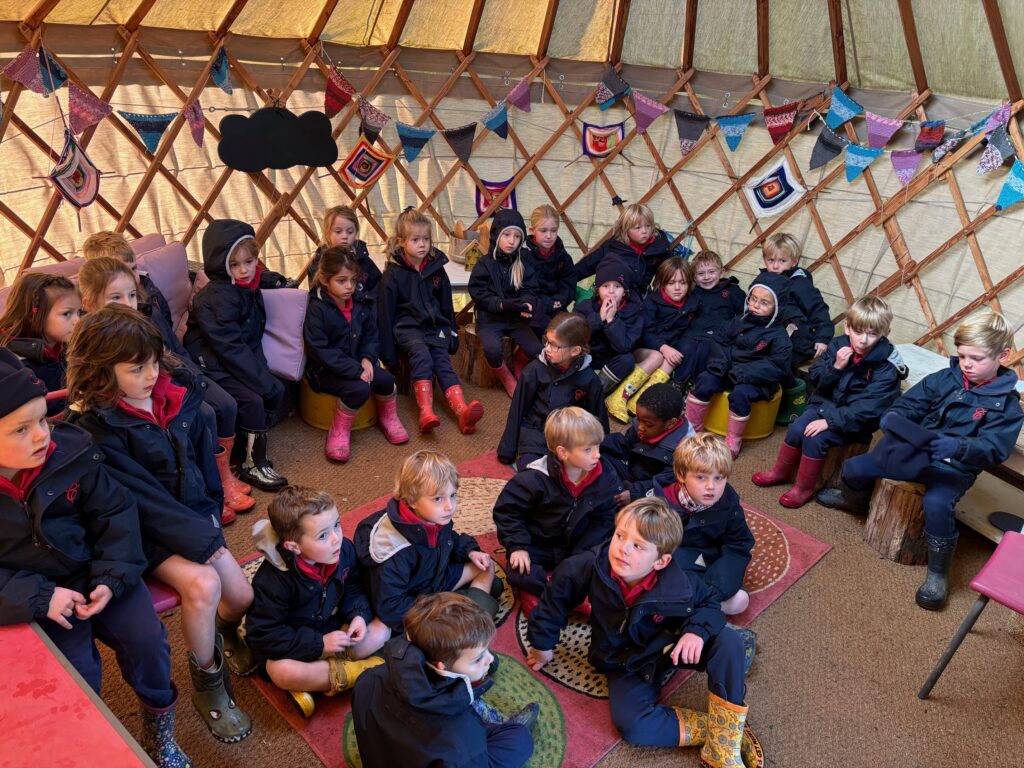 Water colour creativity in the yurt&#8230;, Copthill School