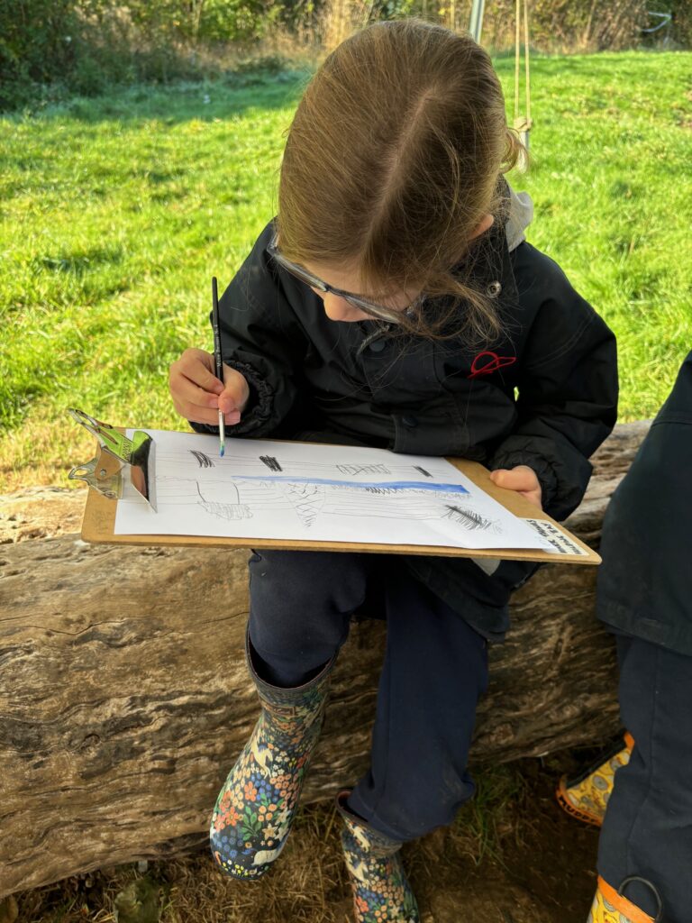 Water colour creativity in the yurt&#8230;, Copthill School