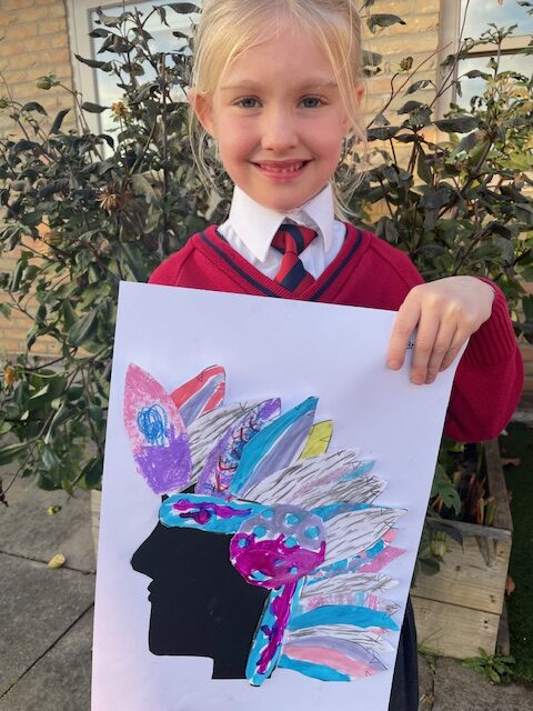 Native American Indian Headdress Art, Copthill School