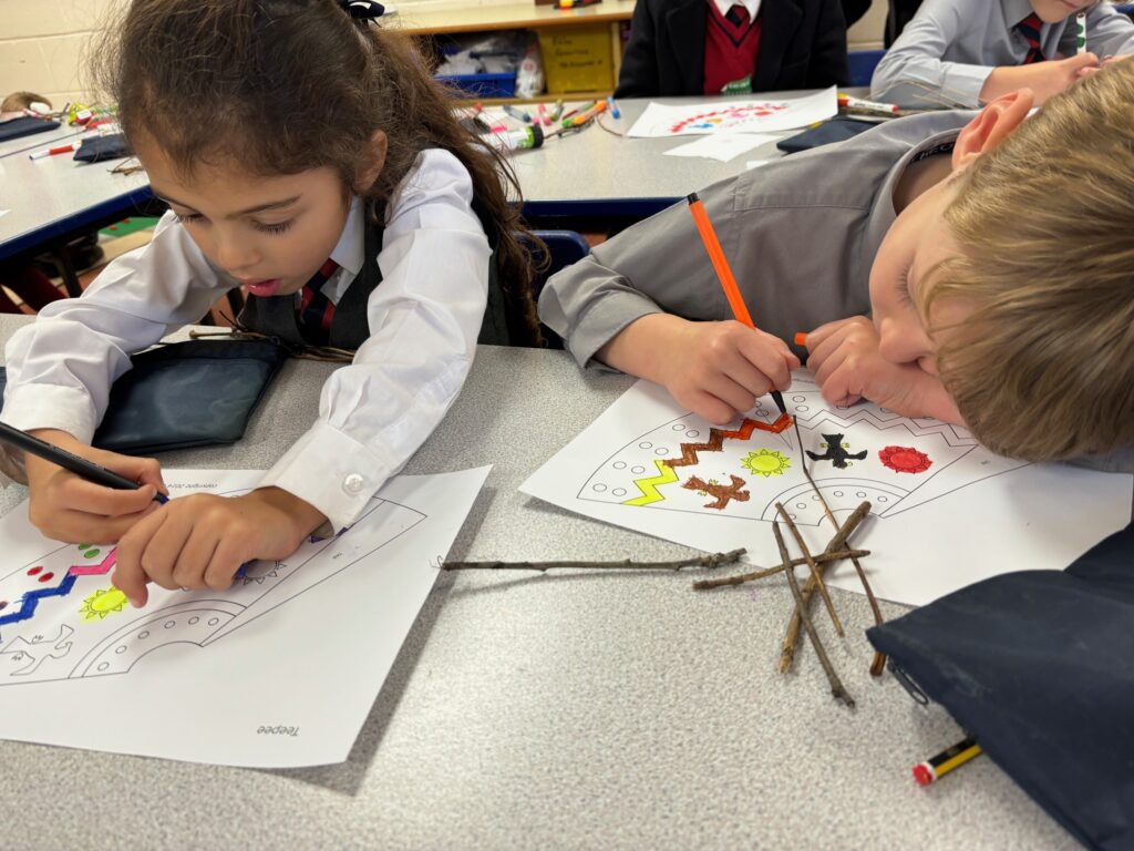 Native American Tipi building&#8230;, Copthill School