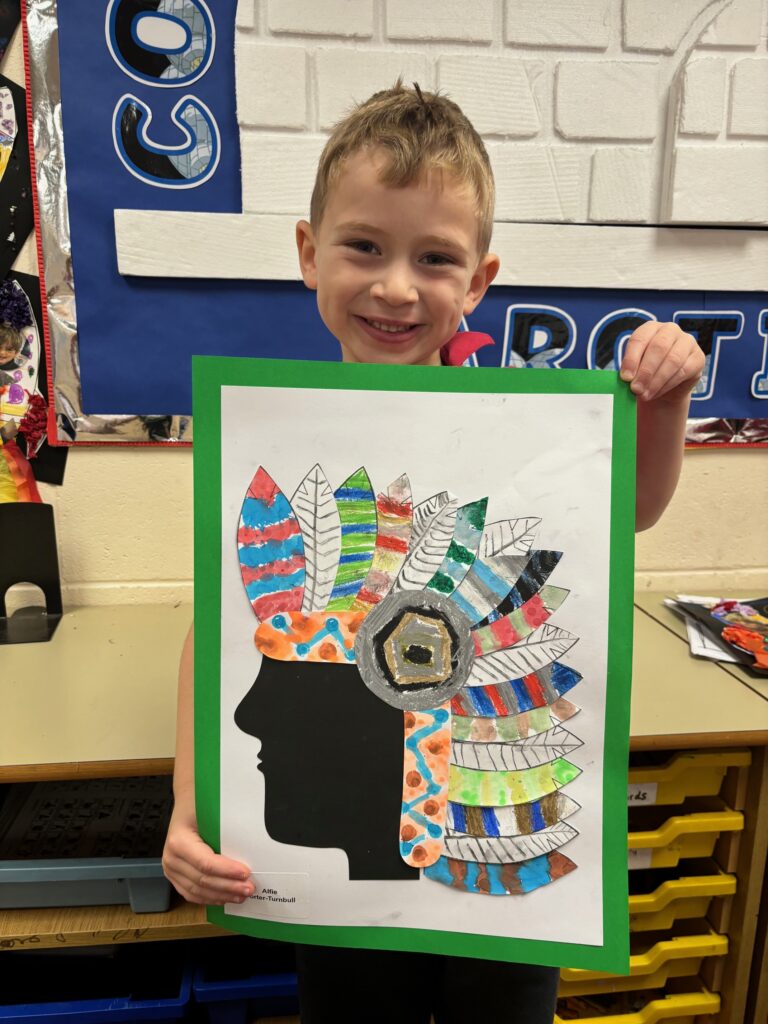 Native American Indian Headdress Art, Copthill School