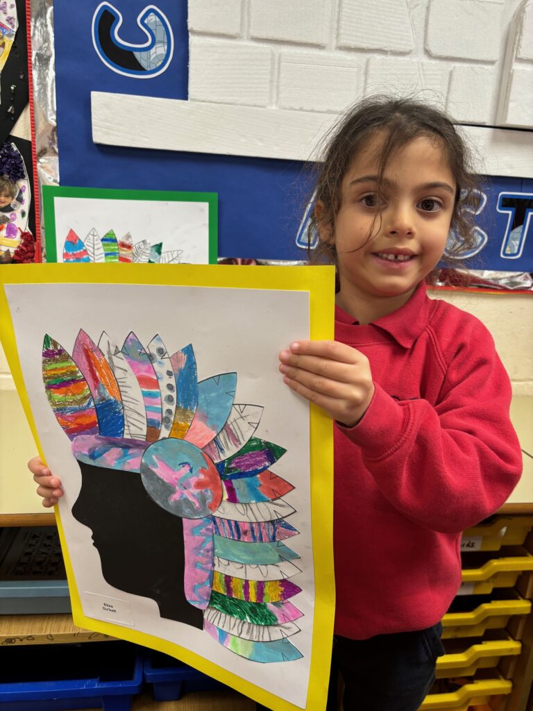 Native American Indian Headdress Art, Copthill School