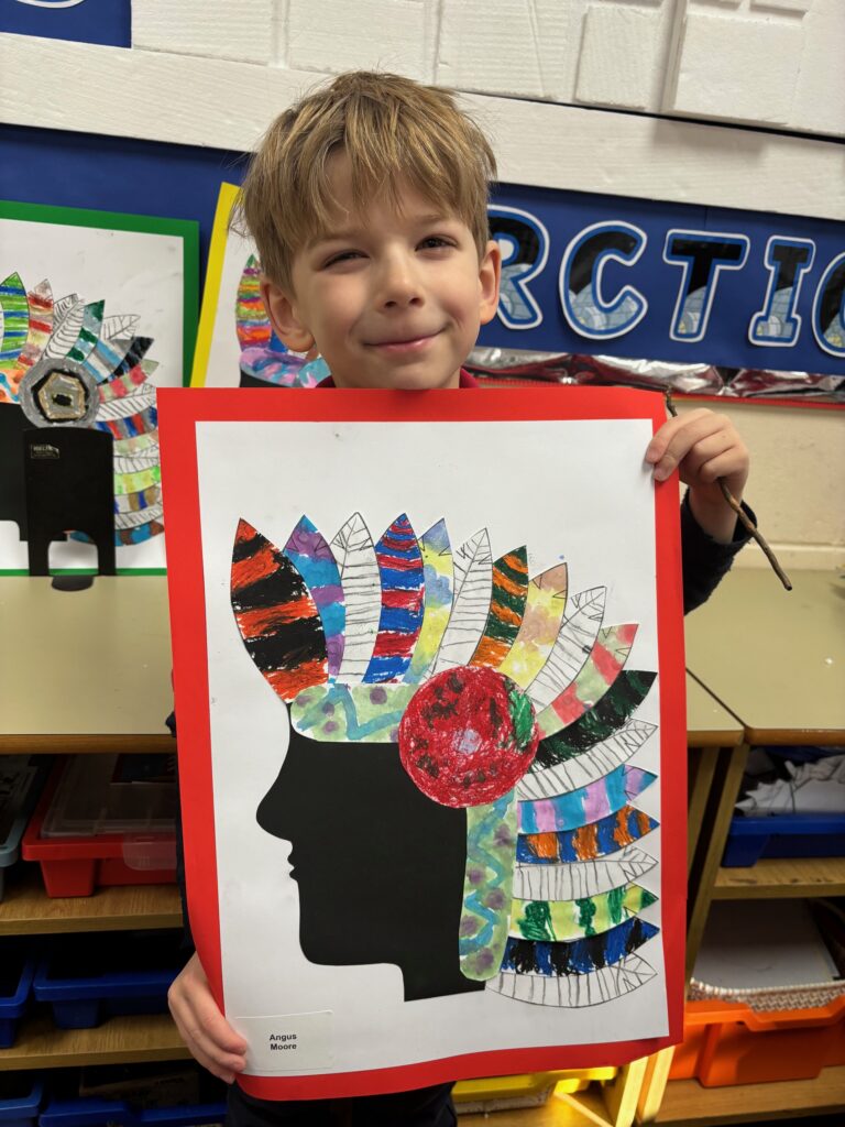 Native American Indian Headdress Art, Copthill School