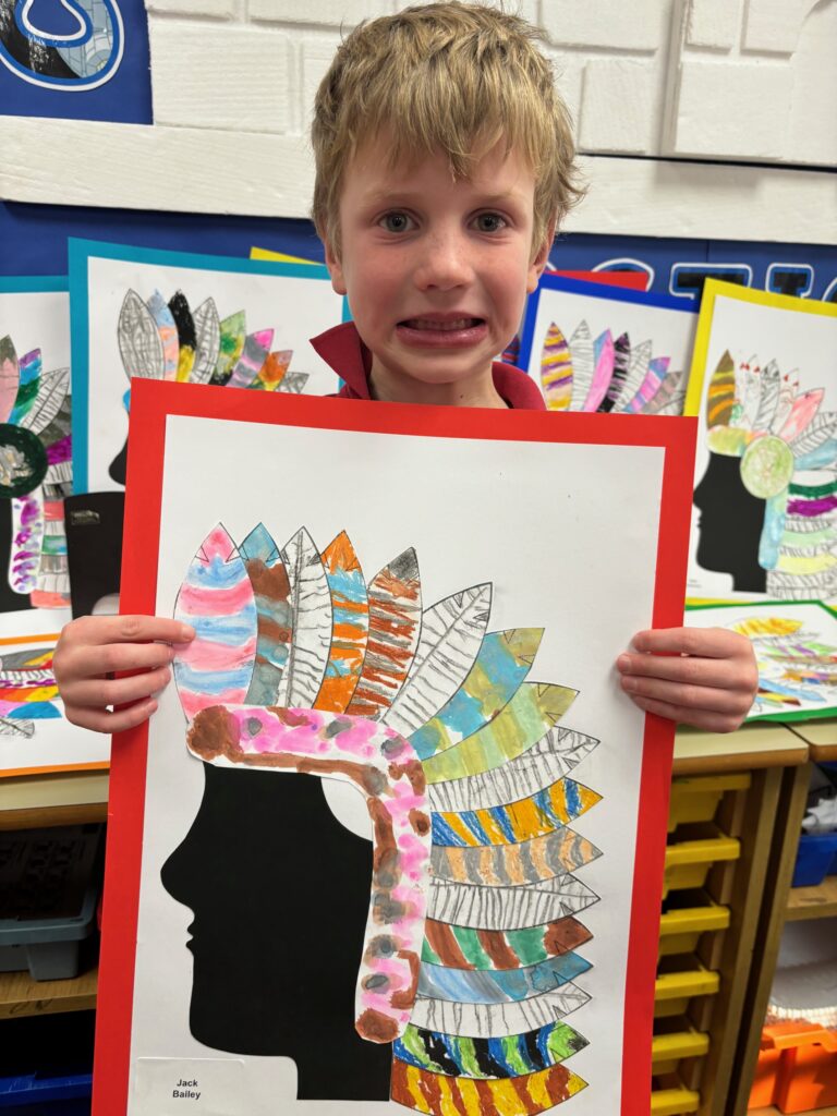 Native American Indian Headdress Art, Copthill School