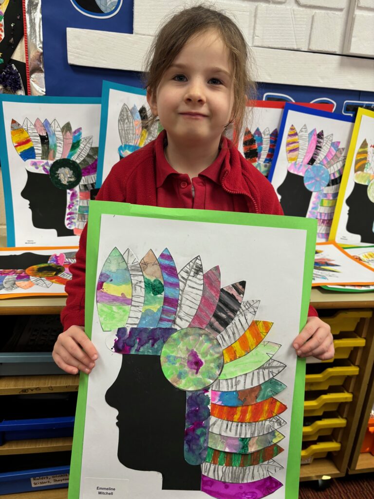 Native American Indian Headdress Art, Copthill School