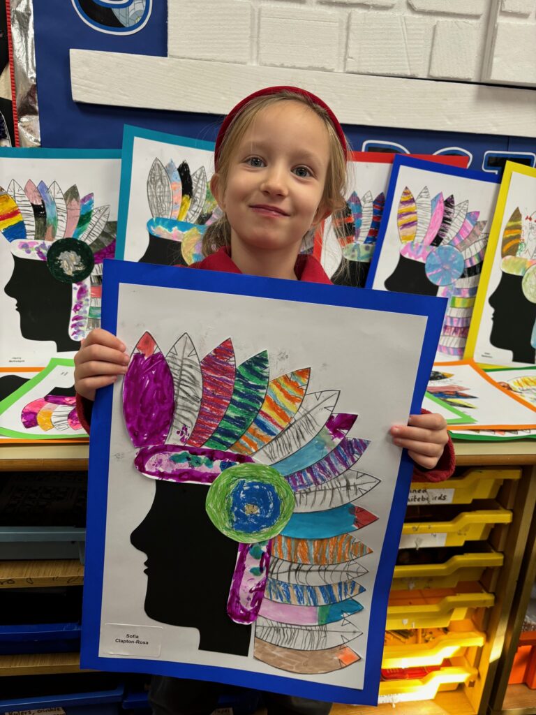 Native American Indian Headdress Art, Copthill School