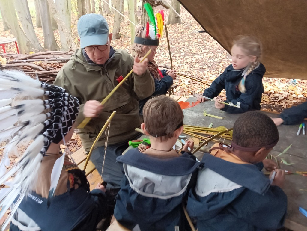 Native American Experience Day at Forest School &#8211; Making Bows and Arrows., Copthill School