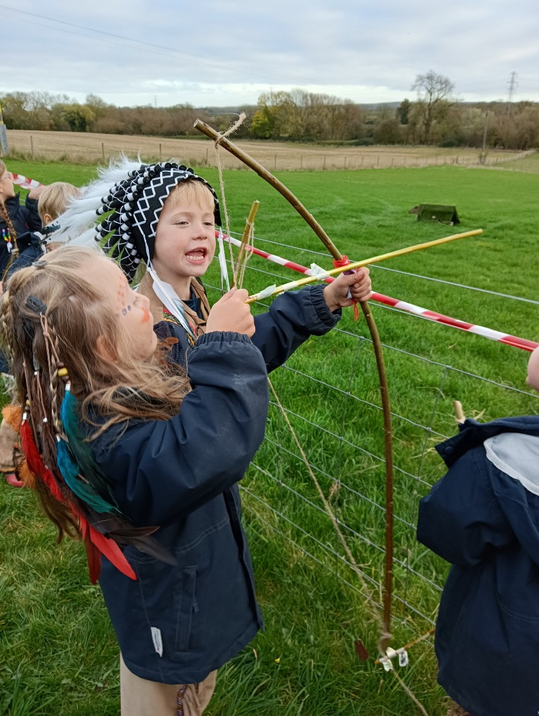 Native American Experience Day at Forest School &#8211; Making Bows and Arrows., Copthill School