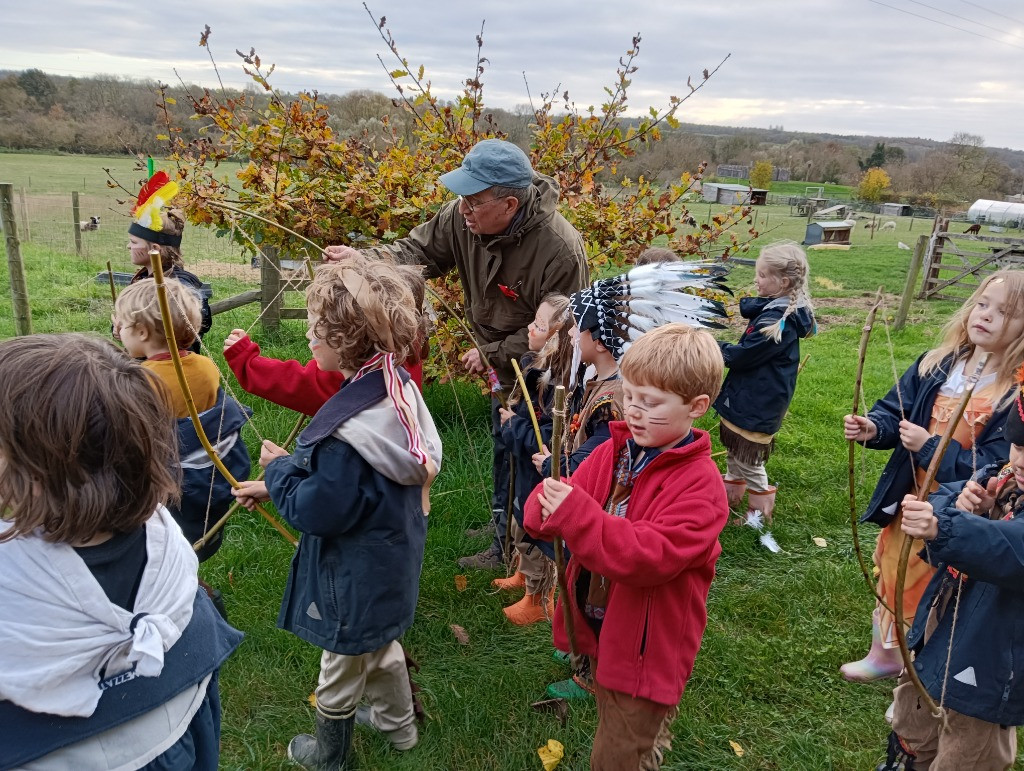 Native American Experience Day at Forest School &#8211; Making Bows and Arrows., Copthill School