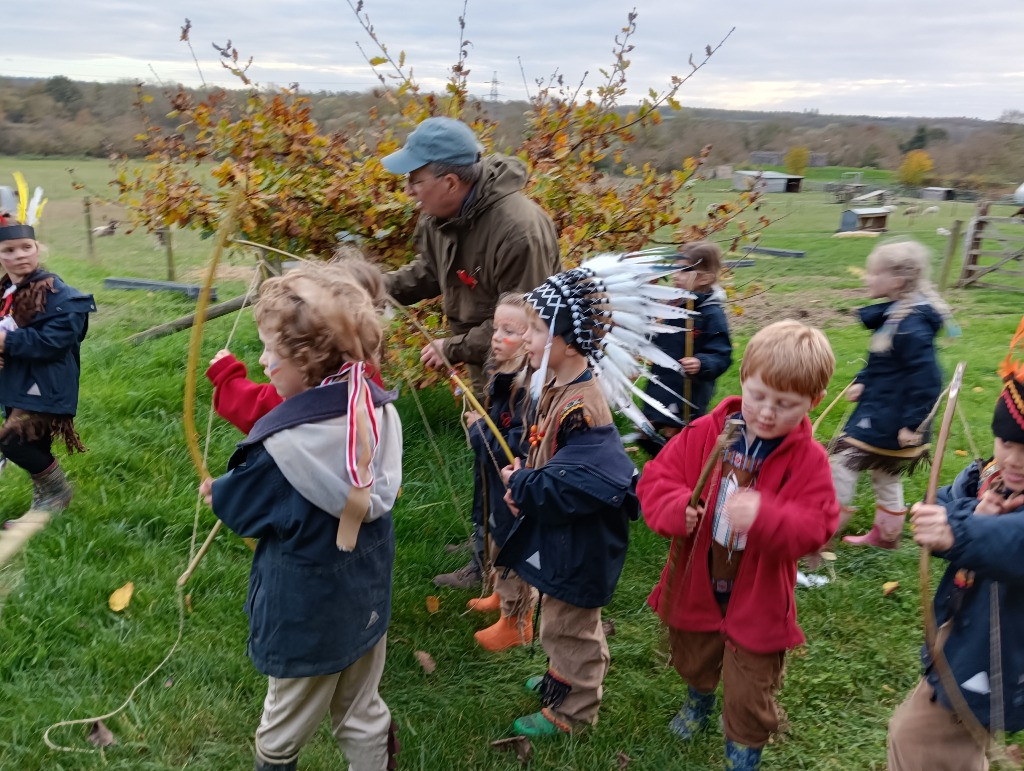 Native American Experience Day at Forest School &#8211; Making Bows and Arrows., Copthill School