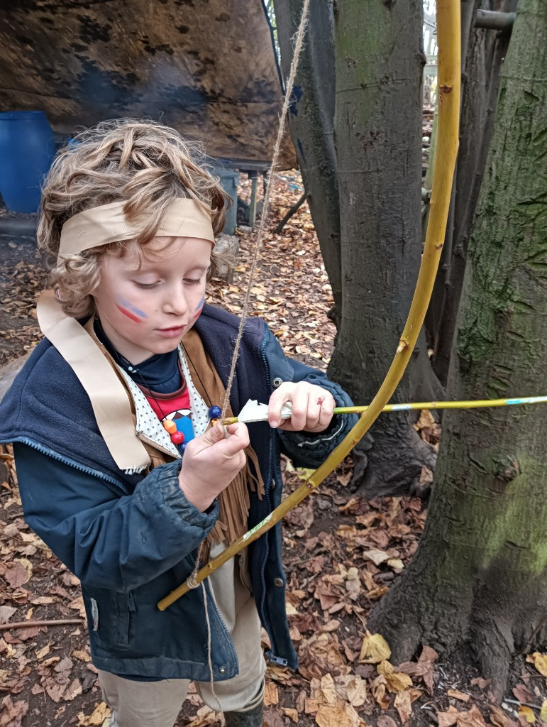 Native American Experience Day at Forest School &#8211; Making Bows and Arrows., Copthill School