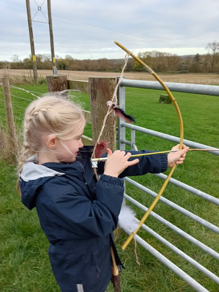 Native American Experience Day at Forest School &#8211; Making Bows and Arrows., Copthill School