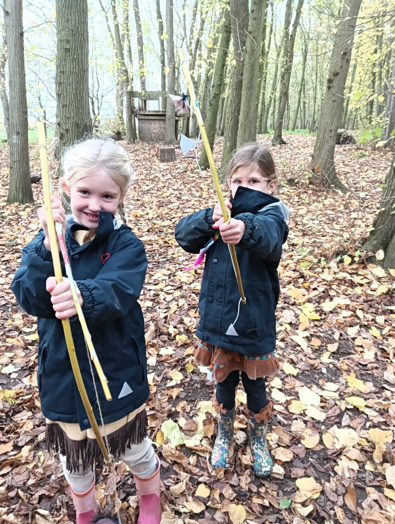 Native American Experience Day at Forest School &#8211; Making Bows and Arrows., Copthill School