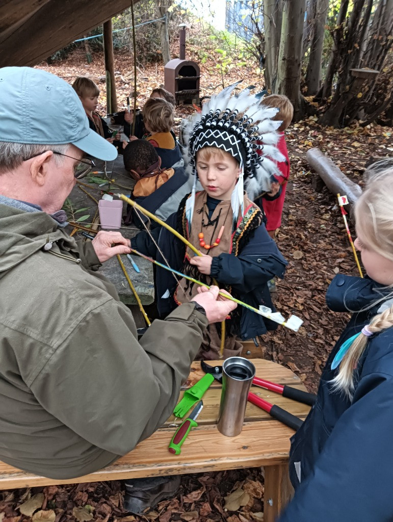 Native American Experience Day at Forest School &#8211; Making Bows and Arrows., Copthill School