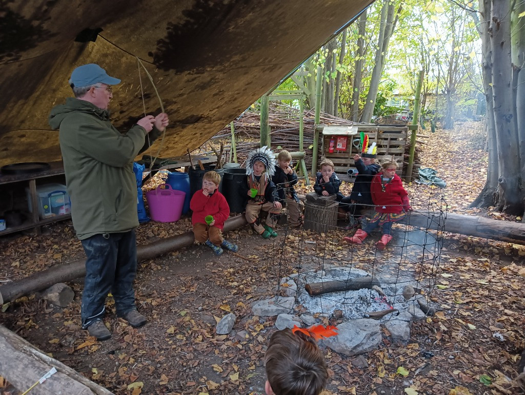 Native American Experience Day at Forest School &#8211; Making Bows and Arrows., Copthill School