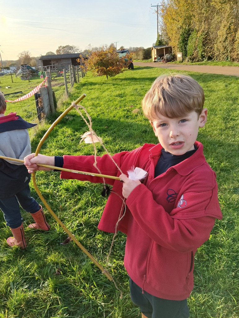 Native American Experience Day at Forest School &#8211; Making Bows and Arrows., Copthill School