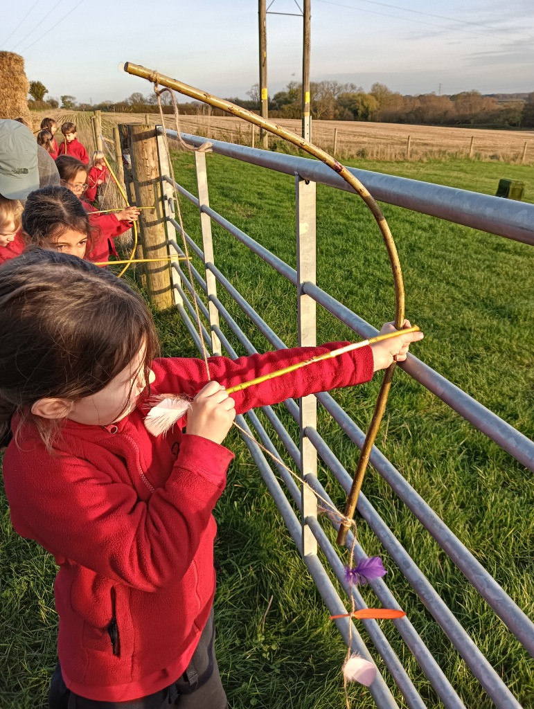 Native American Experience Day at Forest School &#8211; Making Bows and Arrows., Copthill School