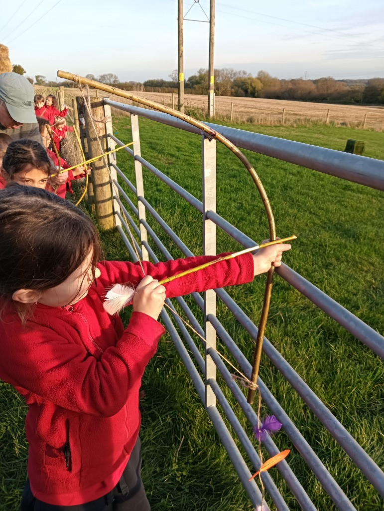 Native American Experience Day at Forest School &#8211; Making Bows and Arrows., Copthill School