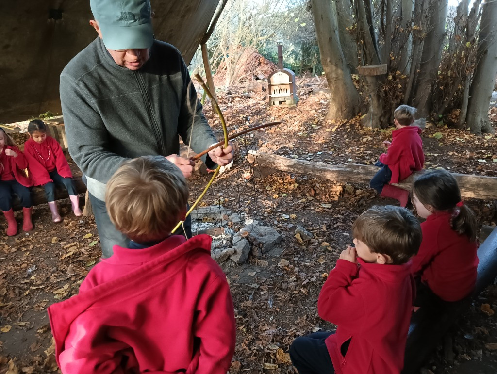 Native American Experience Day at Forest School &#8211; Making Bows and Arrows., Copthill School