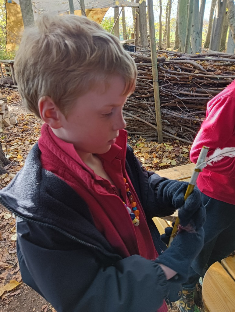 Native American Experience Day at Forest School &#8211; Making Bows and Arrows., Copthill School