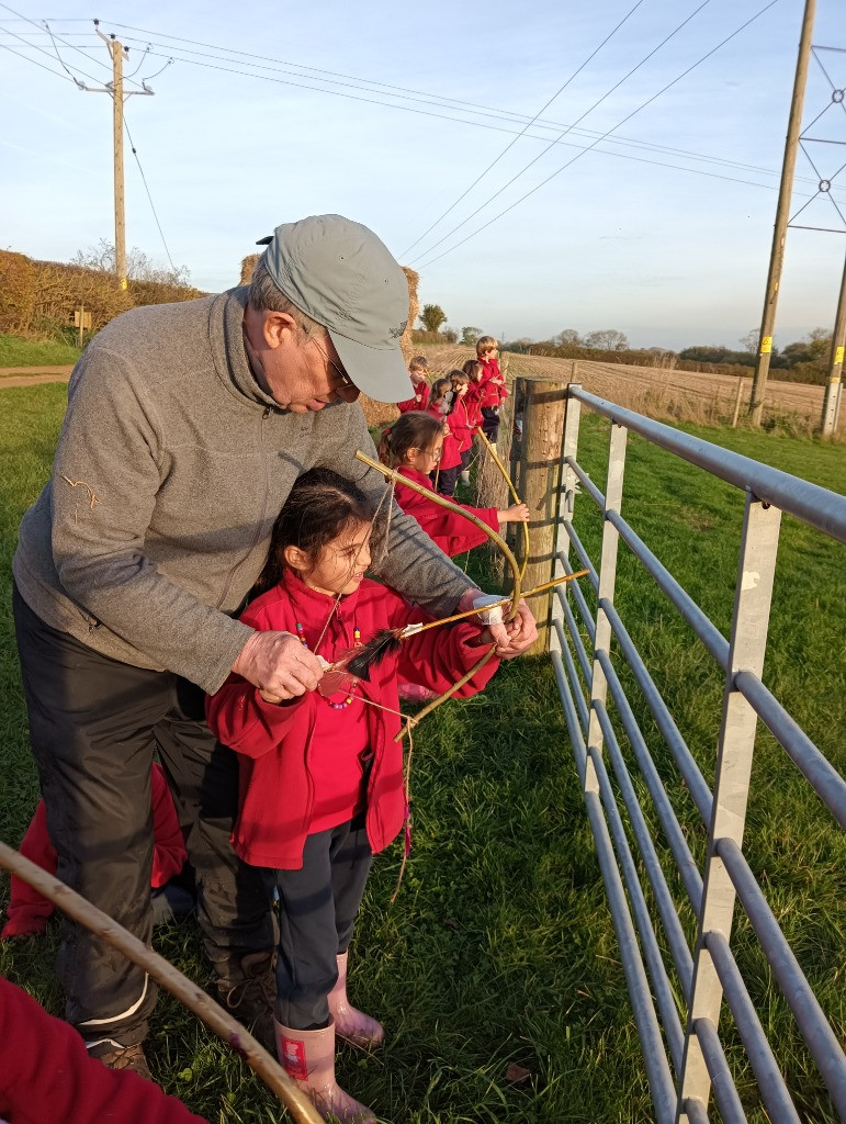 Native American Experience Day at Forest School &#8211; Making Bows and Arrows., Copthill School