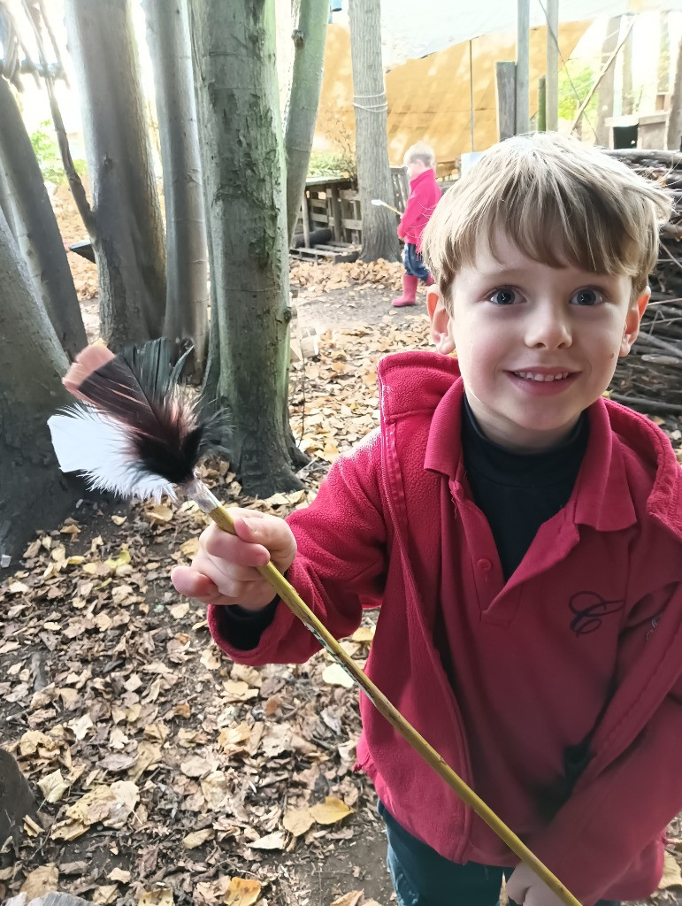 Native American Experience Day at Forest School &#8211; Making Bows and Arrows., Copthill School