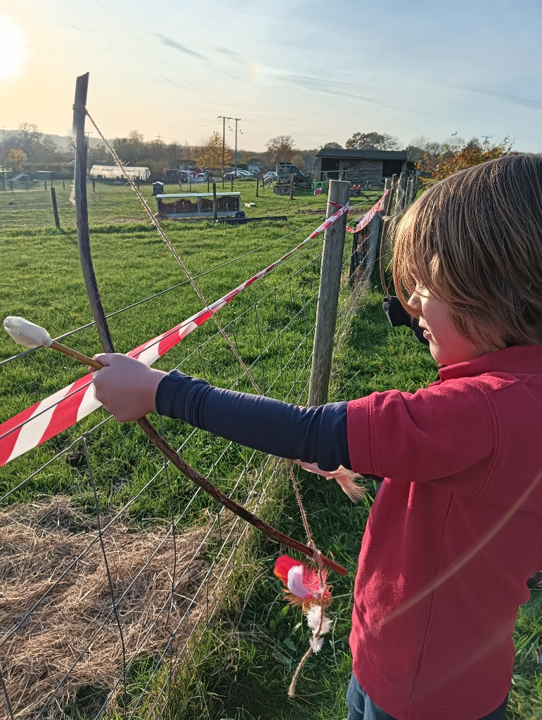 Native American Experience Day at Forest School &#8211; Making Bows and Arrows., Copthill School