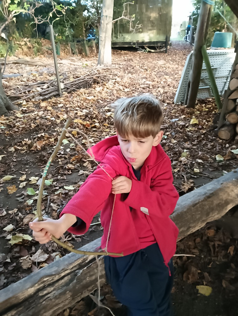 Native American Experience Day at Forest School &#8211; Making Bows and Arrows., Copthill School