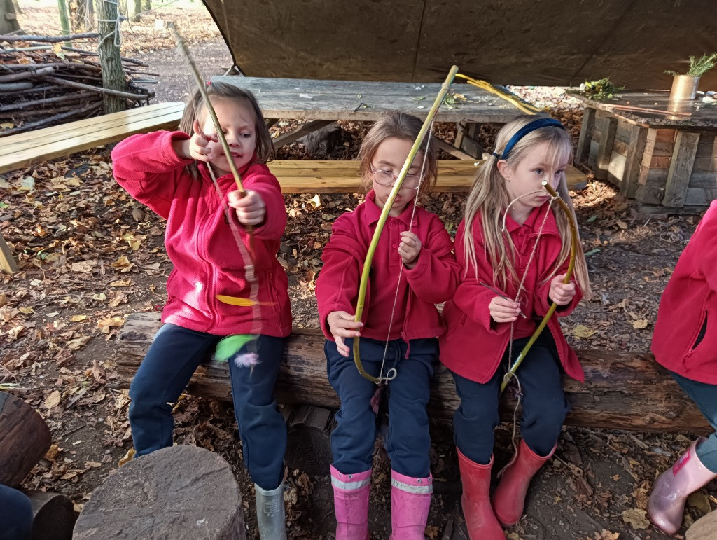 Native American Experience Day at Forest School &#8211; Making Bows and Arrows., Copthill School