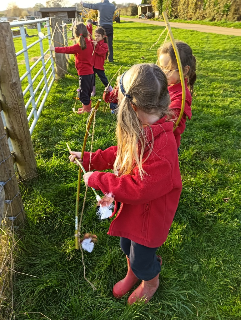 Native American Experience Day at Forest School &#8211; Making Bows and Arrows., Copthill School