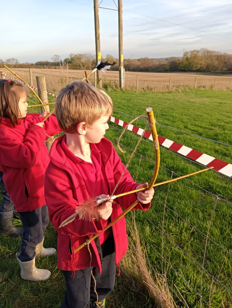 Native American Experience Day at Forest School &#8211; Making Bows and Arrows., Copthill School