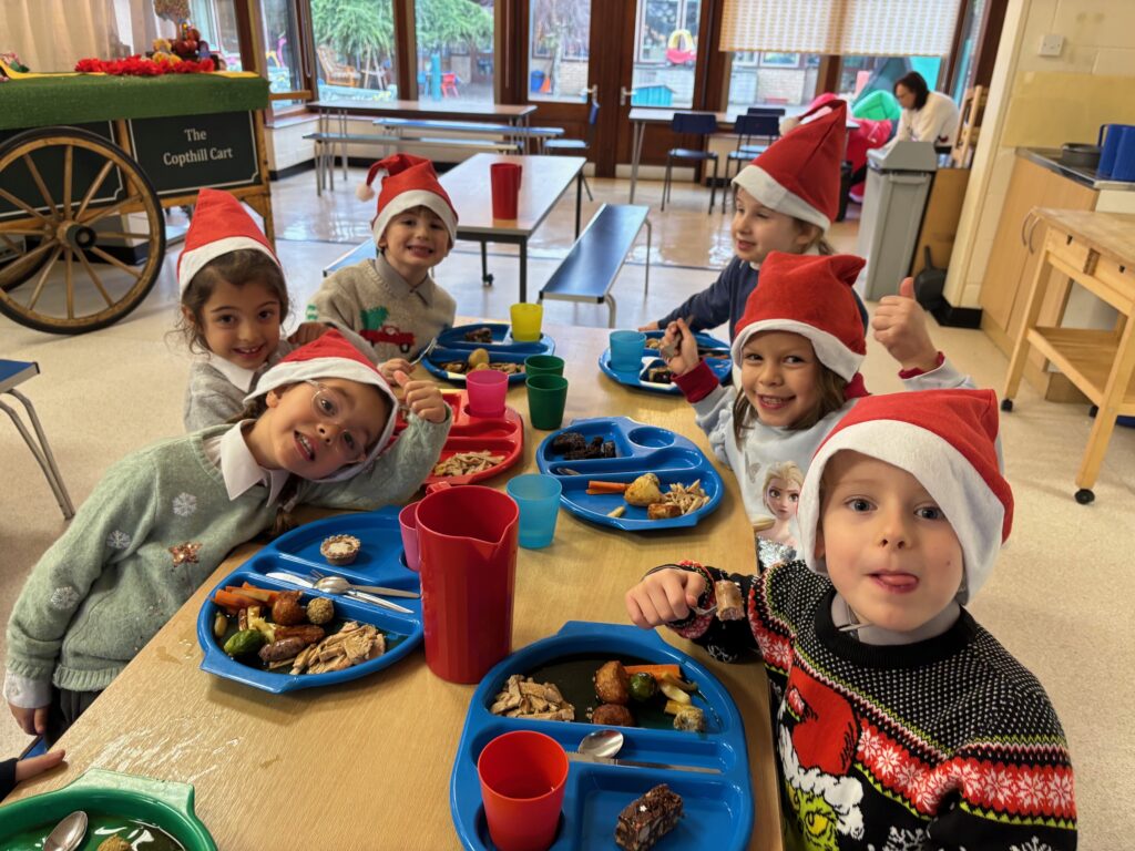 Christmas hats and Christmas dinner!, Copthill School