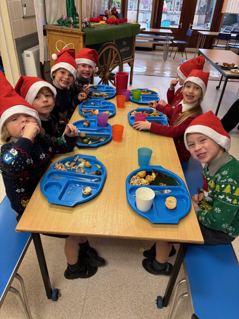 Christmas hats and Christmas dinner!, Copthill School