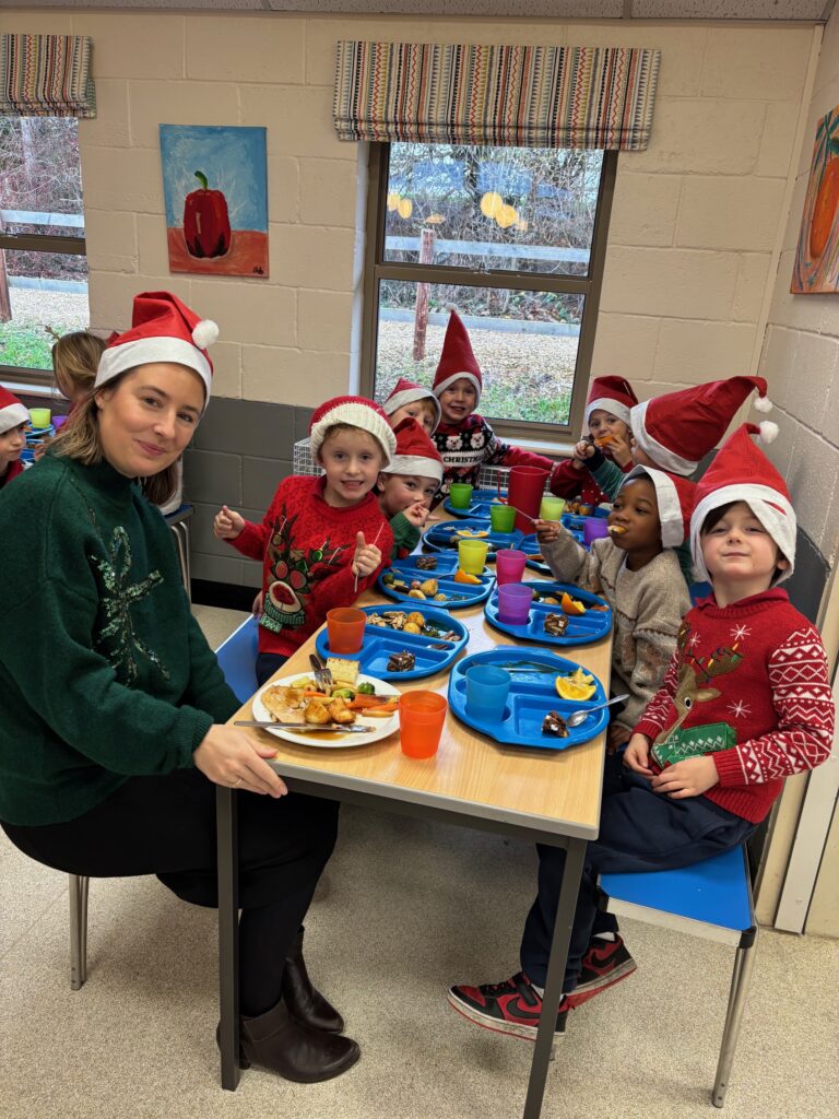 Christmas hats and Christmas dinner!, Copthill School