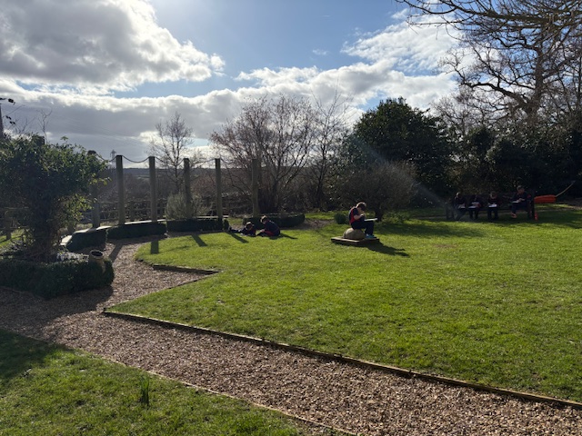 Spanish in the spring sunshine, Copthill School