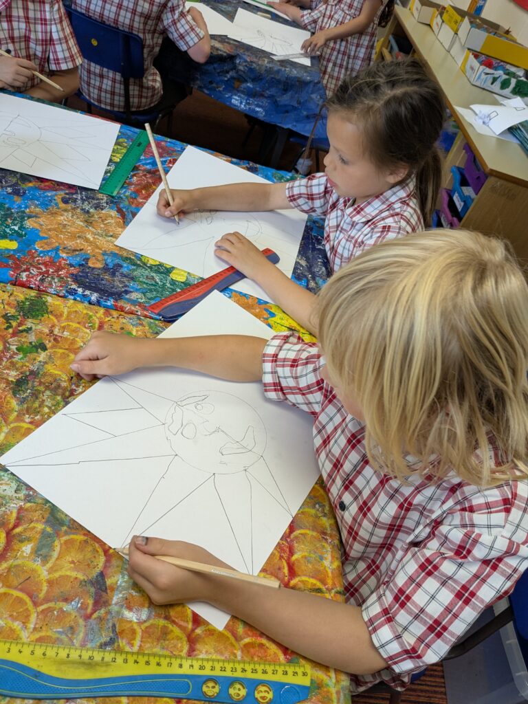 A burst of colour in sun inspired art!, Copthill School