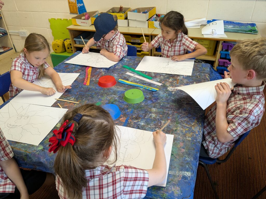 A burst of colour in sun inspired art!, Copthill School