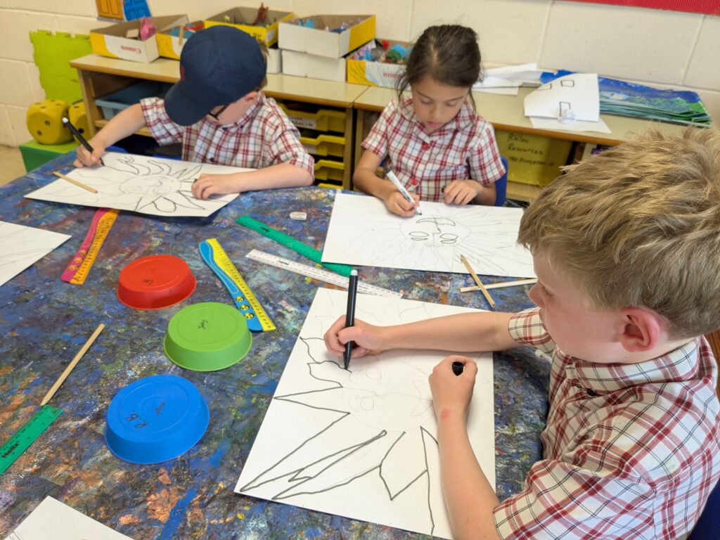 A burst of colour in sun inspired art!, Copthill School