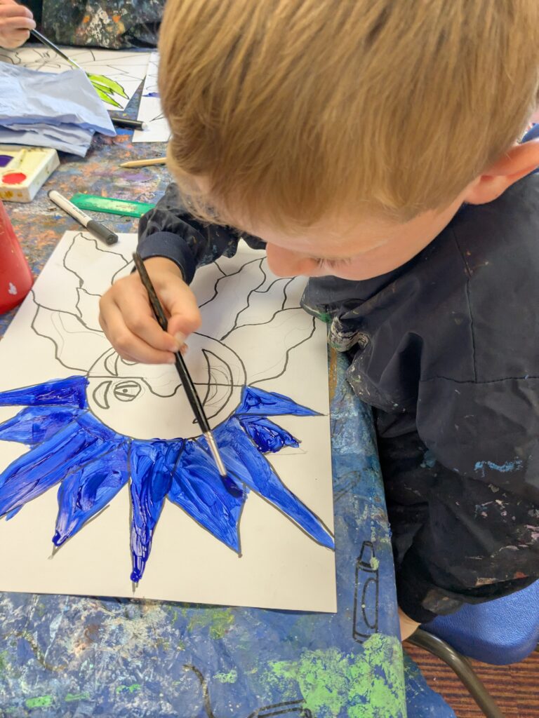 A burst of colour in sun inspired art!, Copthill School