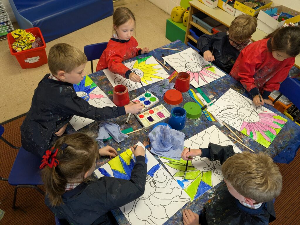 A burst of colour in sun inspired art!, Copthill School