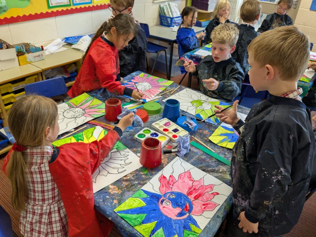 A burst of colour in sun inspired art!, Copthill School