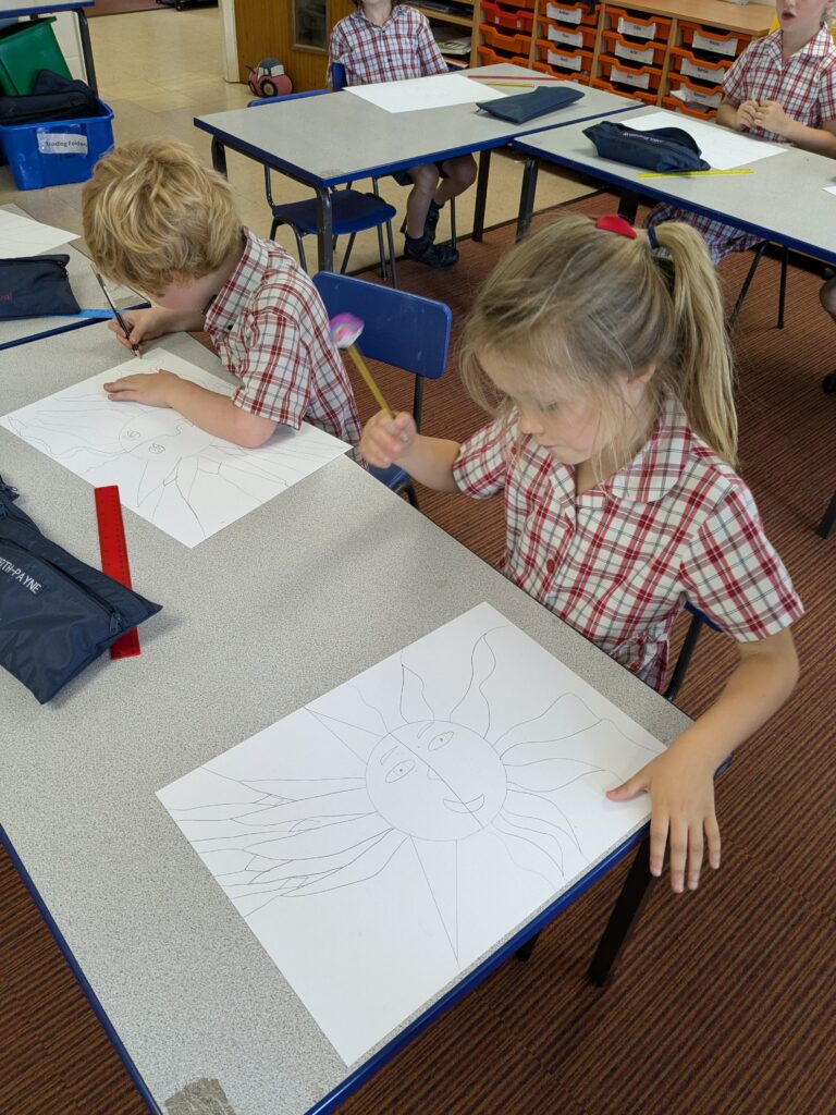 A burst of colour in sun inspired art!, Copthill School