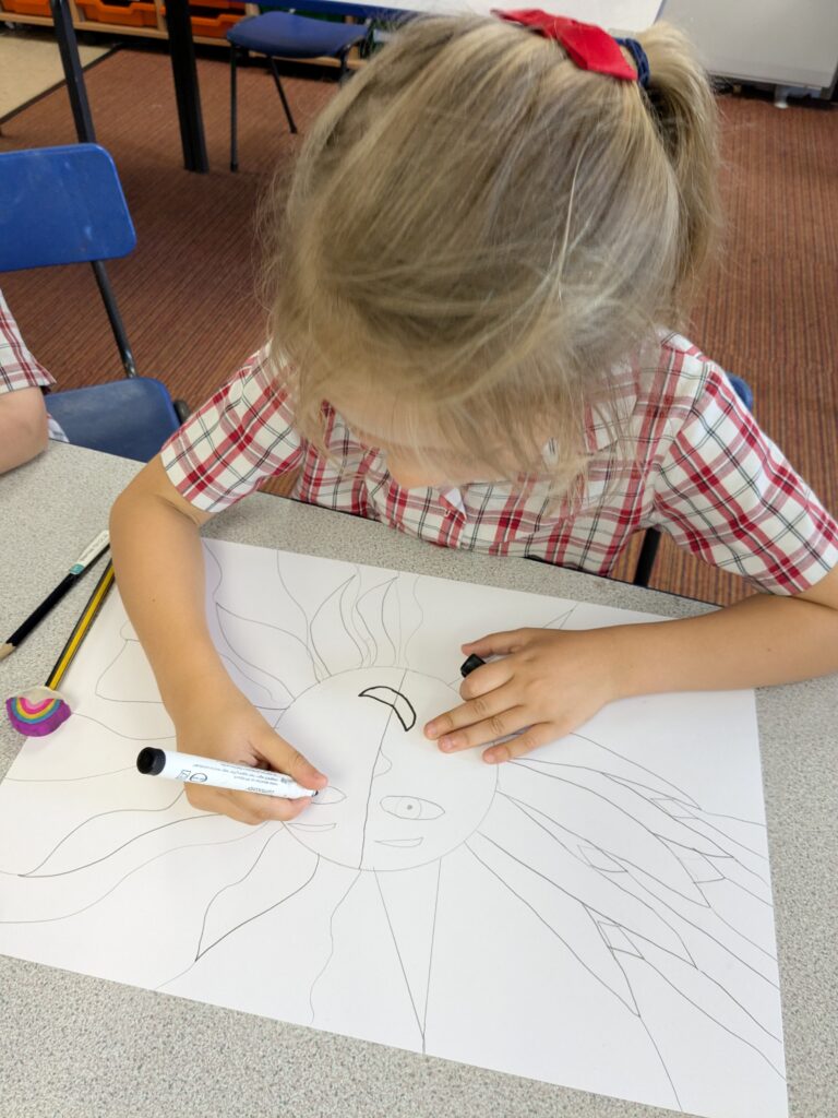 A burst of colour in sun inspired art!, Copthill School