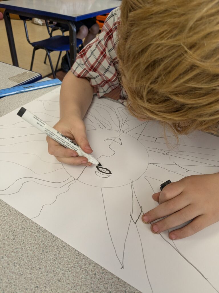 A burst of colour in sun inspired art!, Copthill School