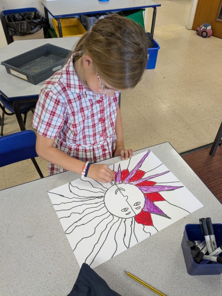 A burst of colour in sun inspired art!, Copthill School