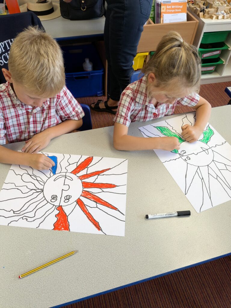 A burst of colour in sun inspired art!, Copthill School