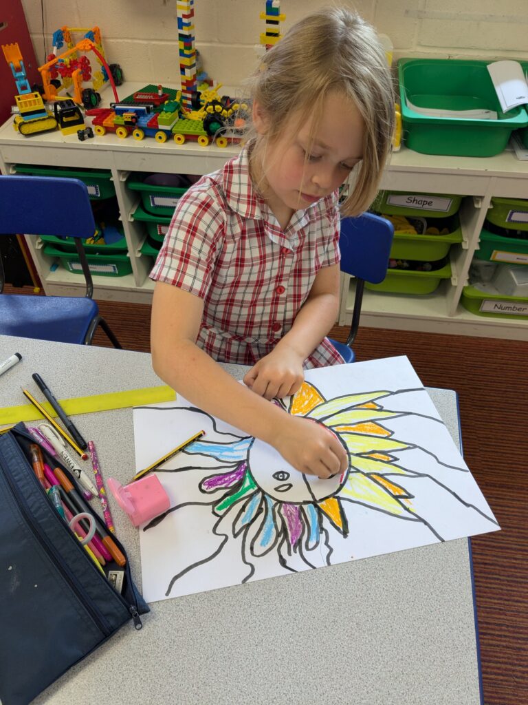A burst of colour in sun inspired art!, Copthill School